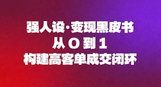 强人设变现黑皮书:从0到1构建高客单成交闭环-站长V课