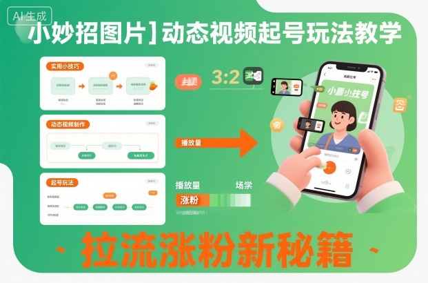 小妙招图片＋动态视频起号玩法教学，拉流涨粉新秘籍