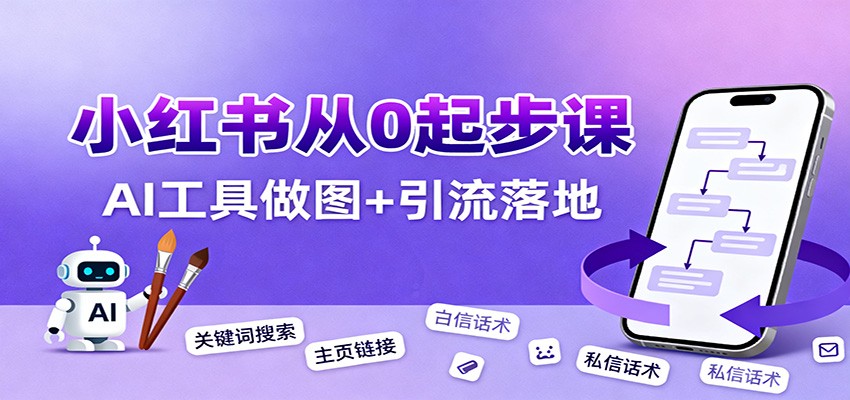 小红书引流从0起步,养号、内容发布、运营、AI工具做图,引流落地-站长V课