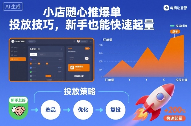 小店随心推爆单投放技巧，新手也能快速起量