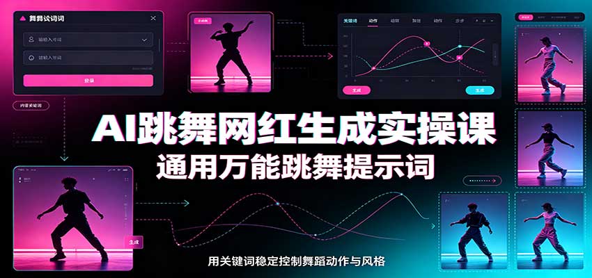 AI跳舞网红生成实操课：通用万能跳舞提示词，多模型适配，人物舞蹈视频制作全套教学-站长V课
