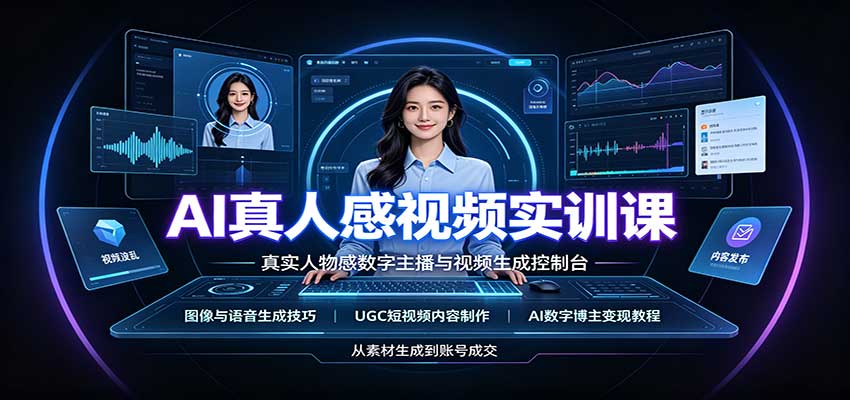 AI真人感视频实训课:图像语音生成,UGC内容制作,AI数字博主变现教程-站长V课