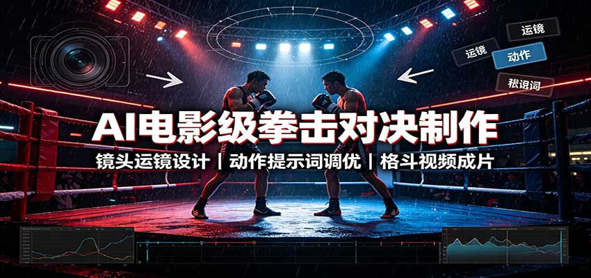 AI电影级拳击对决制作：镜头运镜设计，动作提示词调优，格斗视频成片-站长V课