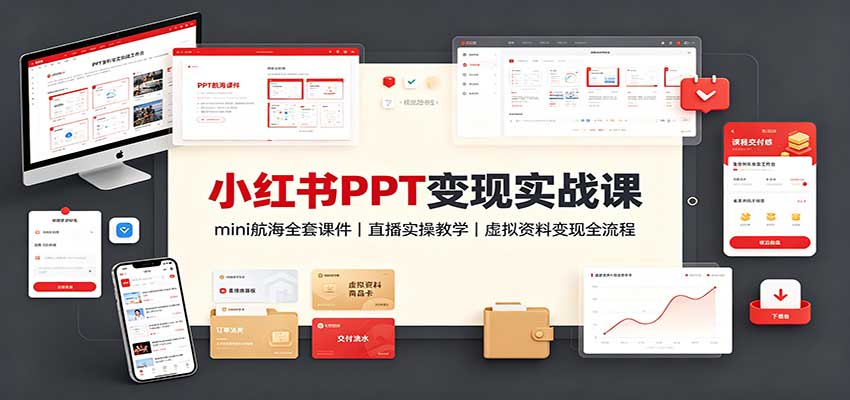 小红书PPT变现实战课:mini航海全套课件+直播实操教学,虚拟资料变现全流程-站长V课