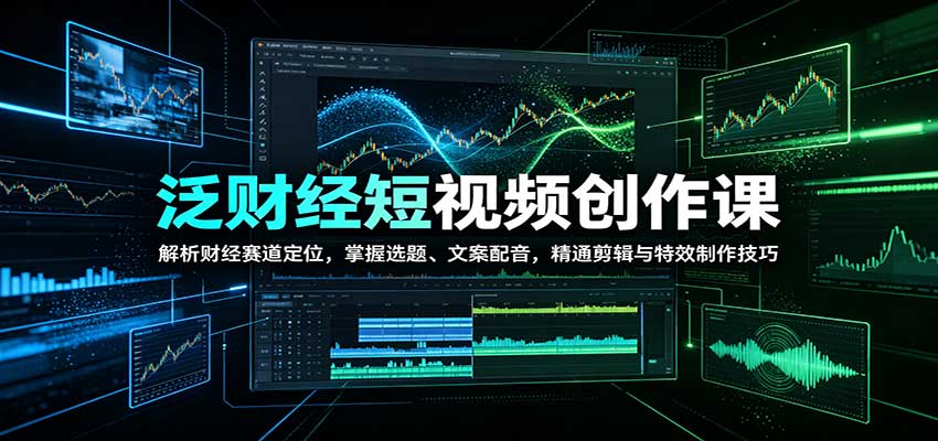 泛财经短视频创作课:解析财经赛道定位,掌握选题、文案配音,精通剪辑与特效制作技巧-站长V课
