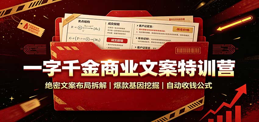 一字千金商业文案特训营:绝密文案布局拆解,爆款基因挖掘,自动收钱公式-站长V课