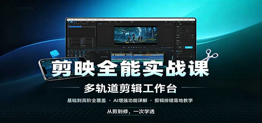 剪映全能实战课:基础到高阶全覆盖,AI增强功能,剪辑排错落地教学-站长V课