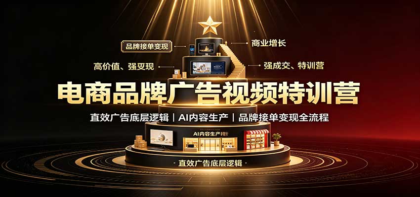电商品牌广告视频特训:直效广告底层逻辑,AI内容生产,品牌接单变现全流程-站长V课