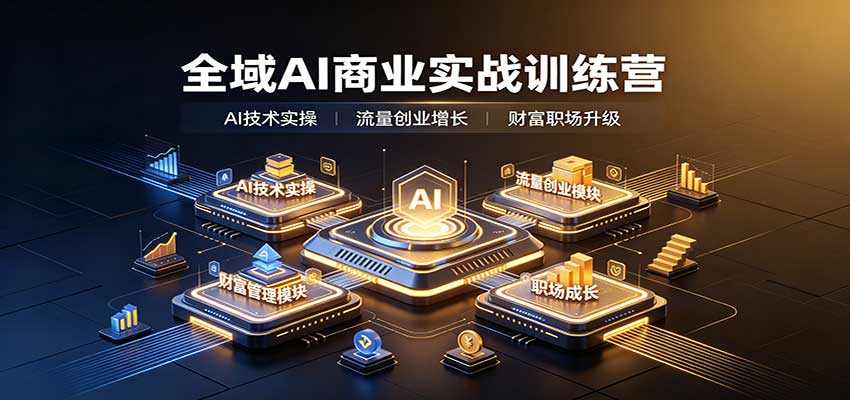 全域AI商业实战训练营:涵盖AI技术实操、流量创业、财富管理与职场成长全体系内容-站长V课