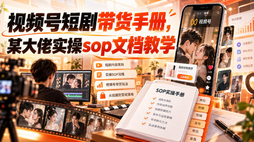 视频号短剧带货手册,某大佬实操sop文档教学-站长V课