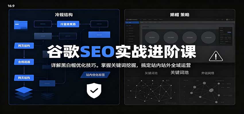 2026谷歌SEO实战进阶课:详解黑白帽优化技巧,掌握关键词挖掘,搞定站内站外全域运营-站长V课