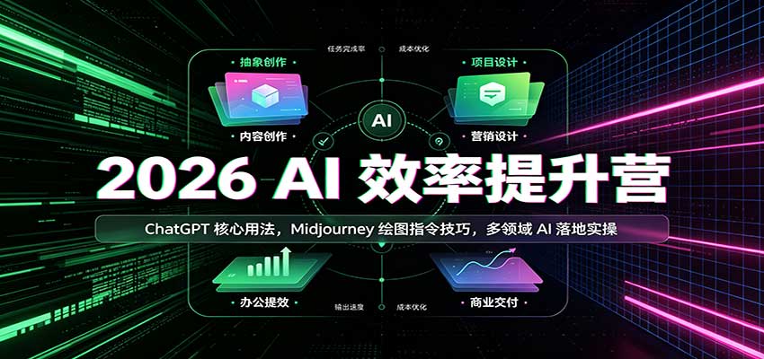 2026 AI效率提升营:ChatGPT核心用法,Midjourney绘图指令技巧,多领域AI落地实操-站长V课