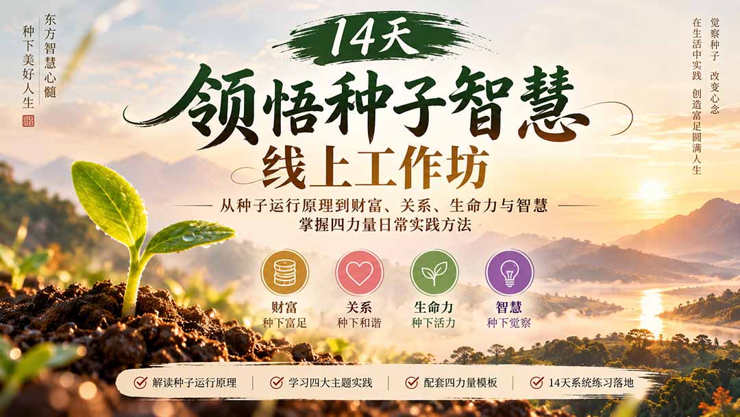14天领悟种子智慧线上工作坊|从种子运行原理到财富、关系、生命力与智慧,掌握四力量日常实践方法-站长V课