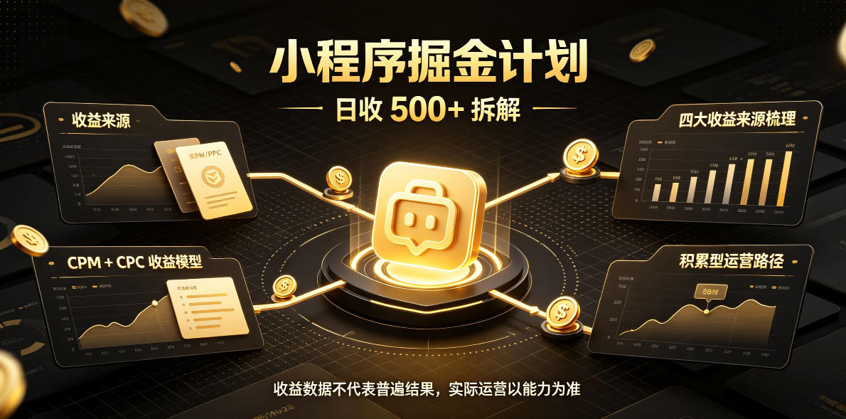 小程序推广计划,日收500+,腾讯官方打款,客户留存率高,收益长期稳定【揭秘】-站长V课