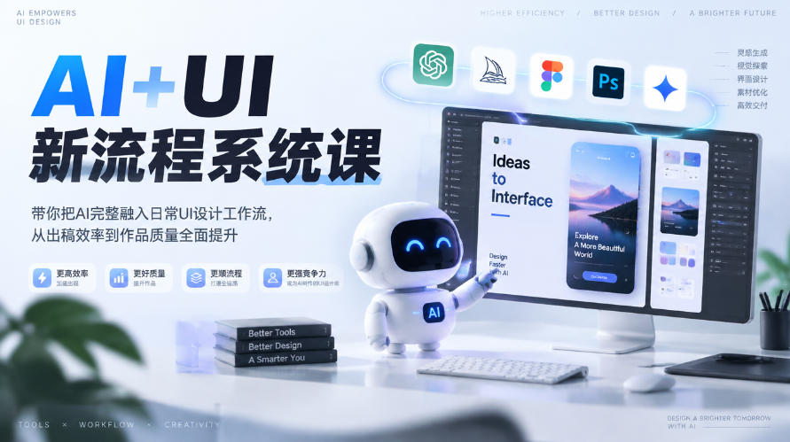 【无水印】AI+UI新流程系统课，带你把AI完整融入日常UI设计工作流，从出稿效率到作品质量全面提升(2026第4期)-站长V课