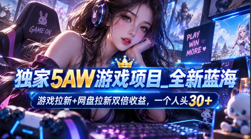 独家5AW游戏蓝海项目_游戏拉新+网盘拉新双倍收益，拉新一个30米-站长V课
