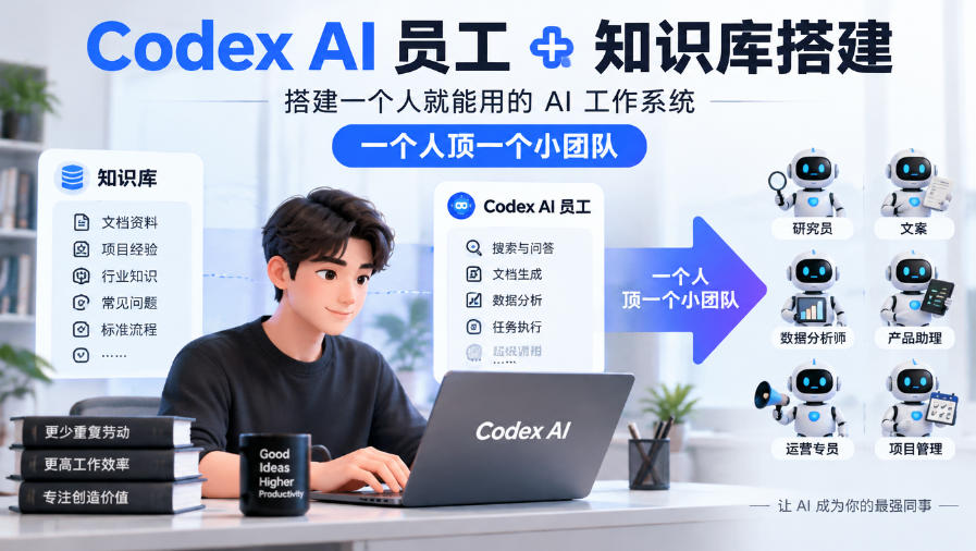 Codex AI员工+知识库搭建，搭建一个人就能用的AI工作系统，一个人顶一个小团队-站长V课
