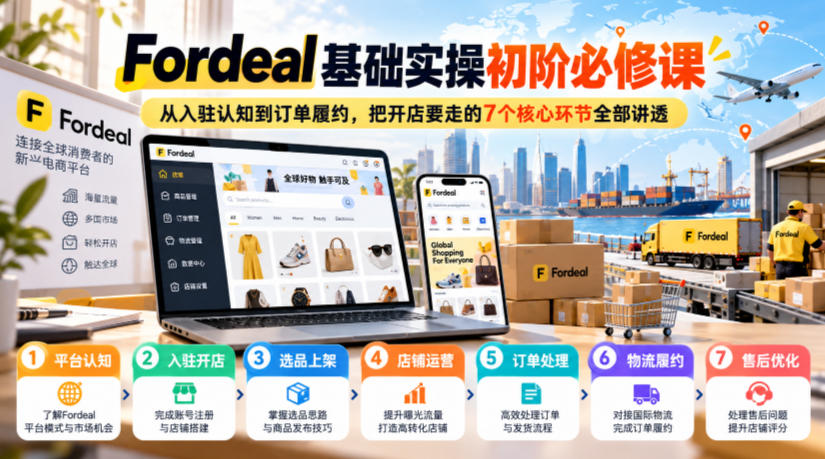 Fordeal基础实操初阶必修课，从入驻认知到订单履约，把开店要走的7个核心环节全部讲透-站长V课