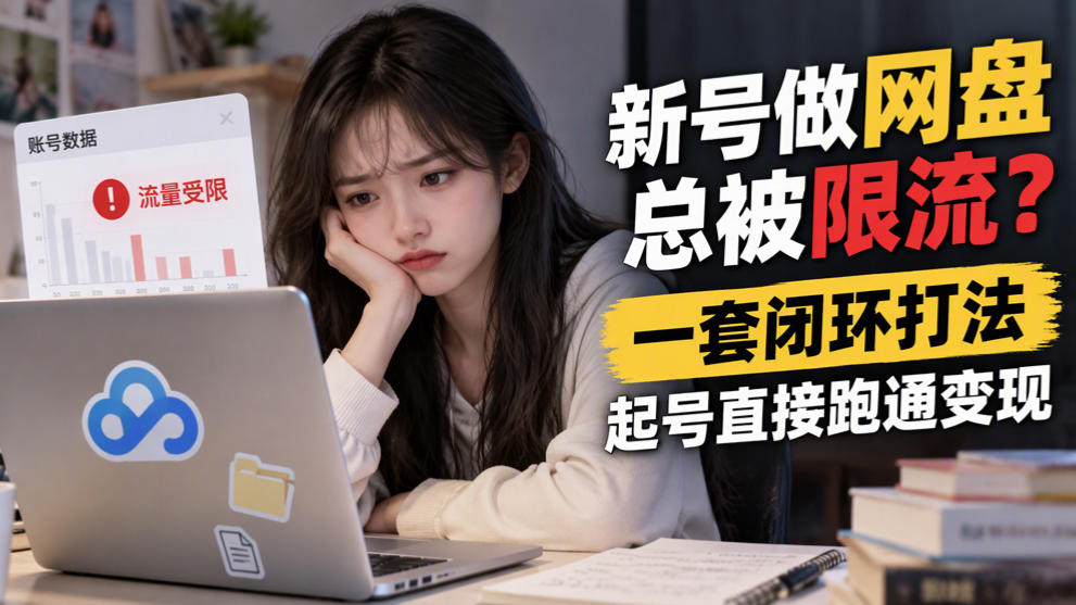 新号做网盘总被限流？一套闭环打法，起号直接跑通变现-站长V课