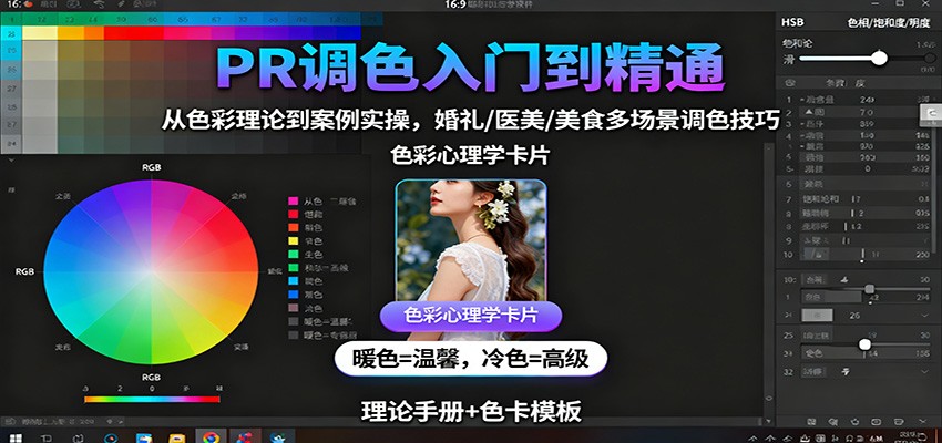 PR调色入门到精通:从色彩理论到案例实操,婚礼/医美/美食多场景调色技巧-站长V课