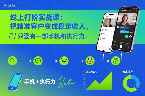 线上打粉实战课:把精准客户变成稳定收入,只要有一部手机和执行力-站长V课