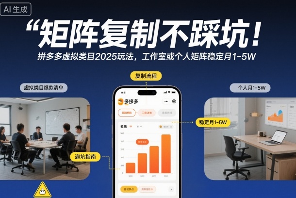 矩阵复制不踩坑!拼多多虚拟类目2025玩法,工作室或者个人矩阵稳定月1-5W【揭秘】-站长V课