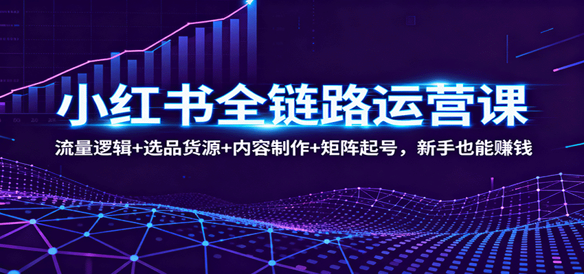小红书全链路运营课:流量逻辑+选品货源+内容制作+矩阵起号,新手也能赚钱-站长V课