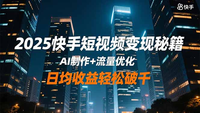 2025快手短视频变现秘籍,AI制作+流量优化,日均收益轻松破千-站长V课