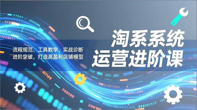 淘系系统运营进阶课2.0,流程规范、工具教学、实战诊断,进阶突破,打造高盈利店铺模型-站长V课