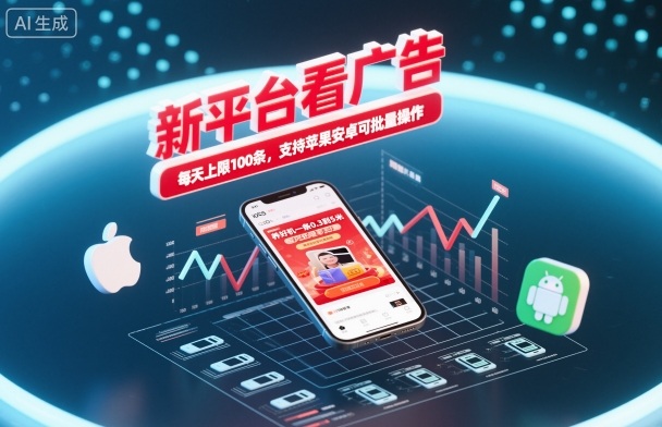 新平台看广告,养好机一条0.3到5米,每天上限100条,支持苹果安卓可批量操作-站长V课