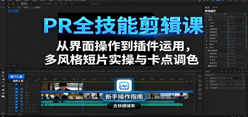 PR全技能剪辑课:从界面操作到插件运用,多风格短片实操与卡点调色-站长V课