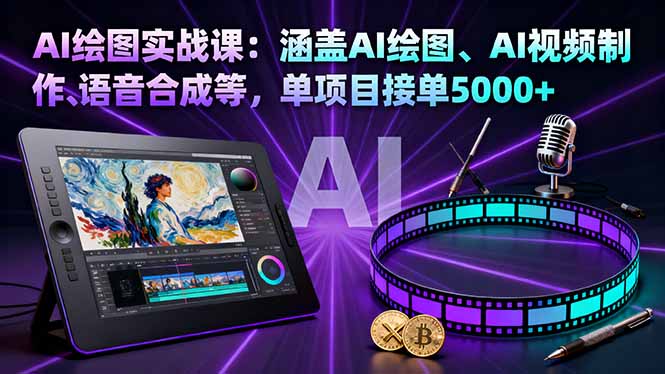 AI绘图实战课:涵盖AI绘图、AI视频制作、语音合成等,单项目接单5000+-站长V课