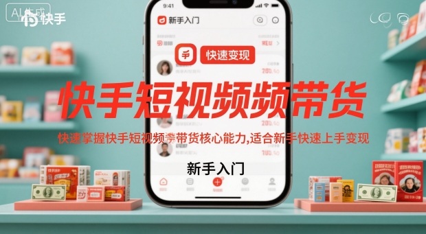 快手短视频带货，快速掌握快手短视频带货核心能力，适合新手快速上手变现