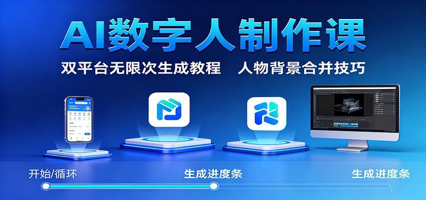 AI数字人制作课:双平台无限次生成教程,人物背景合并技巧-站长V课