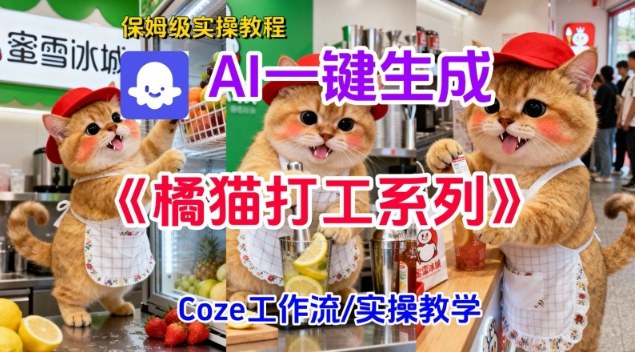 Coze扣子工作流一键生成胖橘猫打工短视频,保姆级实操搭建教学-站长V课