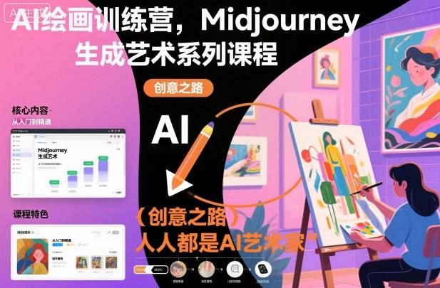 AI绘画训练营，Midjourney生成艺术系列课程，人人都是AI艺术家