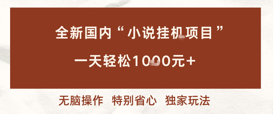 全新国内小说挂G项目,多窗口无脑跑,一天轻松1k+,特别省心【揭秘】-站长V课