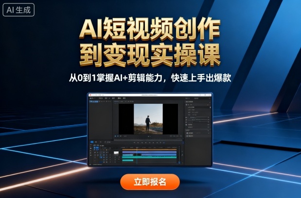 AI短视频创作到变现实操课，从0到1掌握AI+剪辑能力，快速上手出爆款（更新10月）