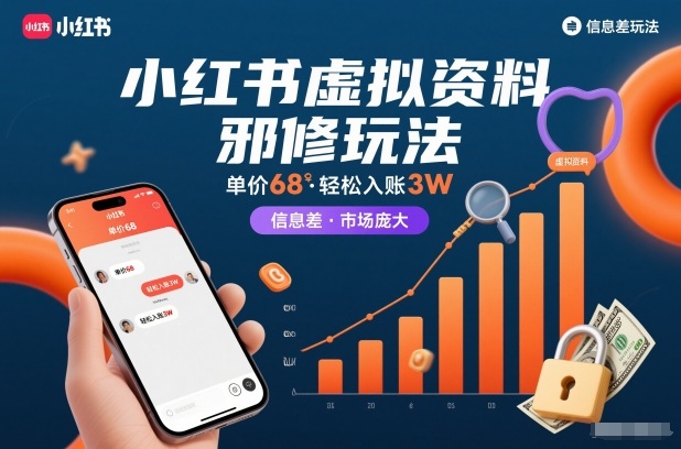 小红书虚拟资料邪修玩法,单价68,轻松入账3W,信息差玩法,市场庞大