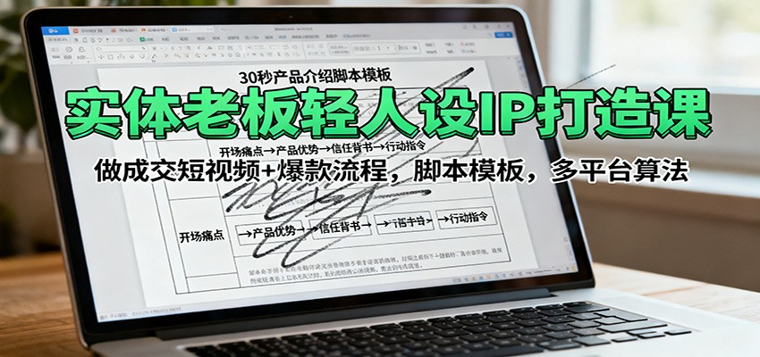 实体老板轻人设IP打造课:做成交短视频+爆款流程,脚本模板,多平台算法-站长V课