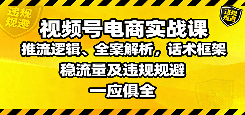 视频号电商实战课：推流逻辑、全案解析，话术框架，稳流量及违规规避等-站长V课