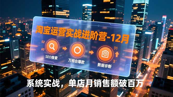 淘宝运营实战进阶营-12月:SEO搜索、万相台爆款、数据诊断,系统实战,单店月销售额破百万-站长V课