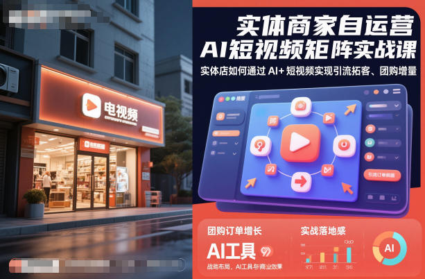 实体商家自运营AI短视频矩阵实战课，实体店如何通过AI+短视频实现引流拓客、团购增量