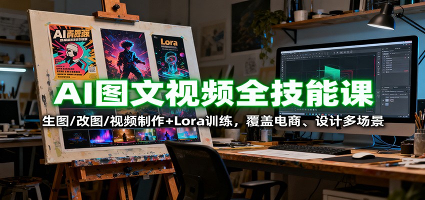 AI图文视频全技能课:生图/改图/视频制作+Lora训练,覆盖电商 、设计多场景-站长V课