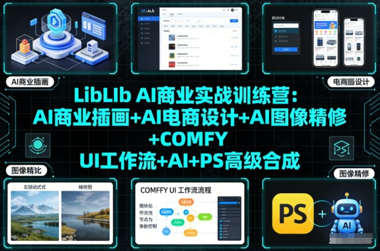 LibLIb AI商业实战训练营:AI商业插画+AI电商设计+AI图像精修+COMFY UI工作流+AI+PS高级合成-站长V课