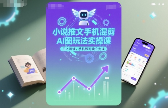 小说推文手机混剪AI图玩法实操课，日入可观，手机即可独立完成-站长V课